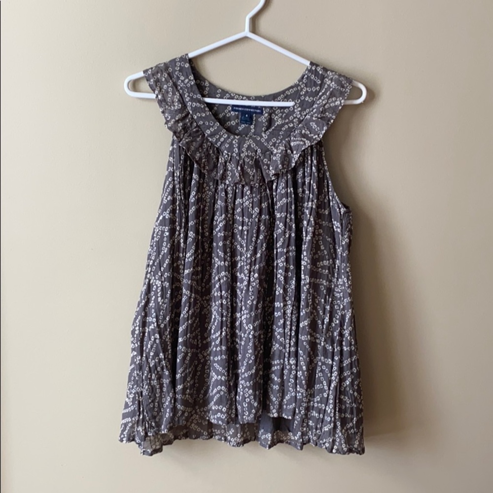 French Connection 👚 Brown Geometric Sleevele…